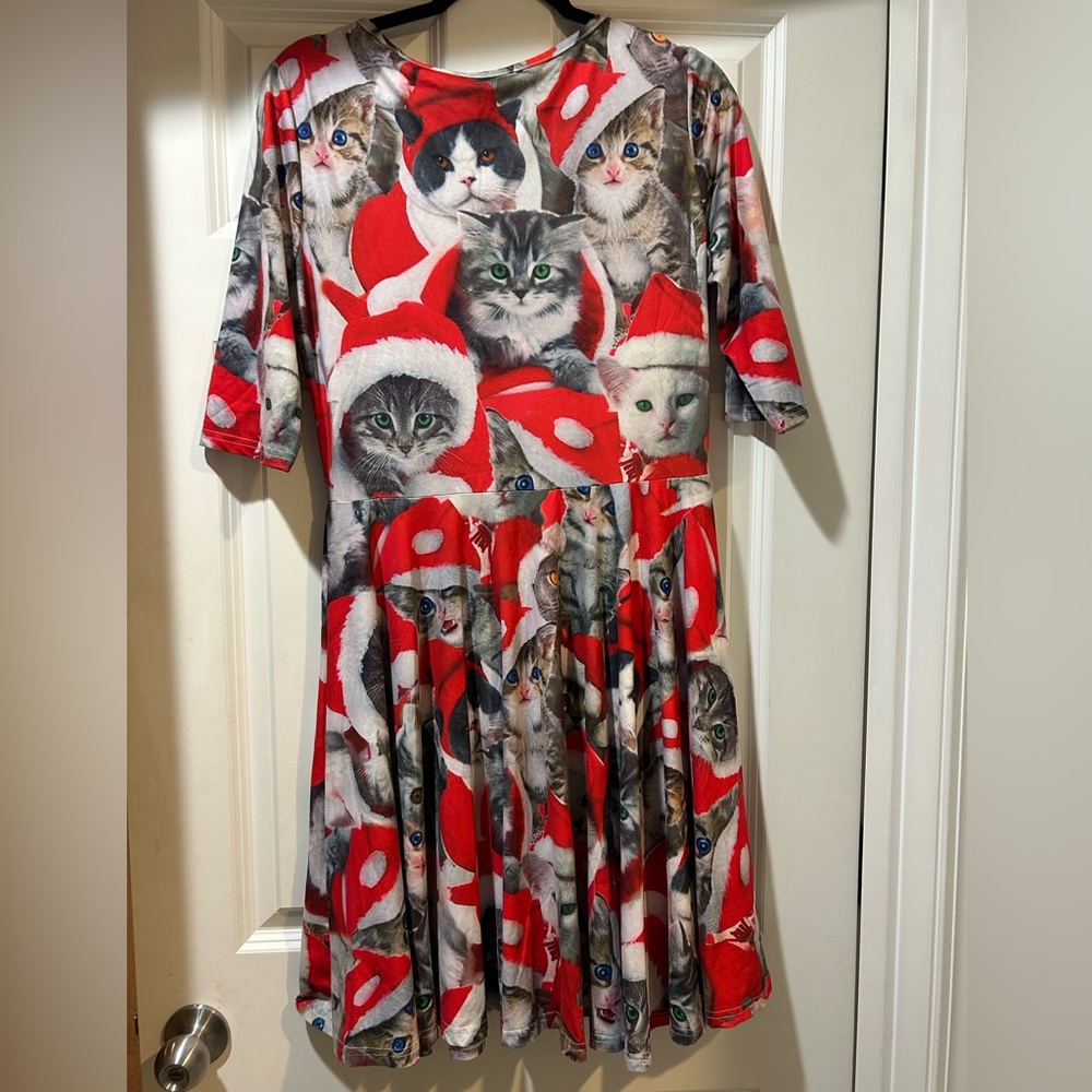 Festive Cat Print Dress